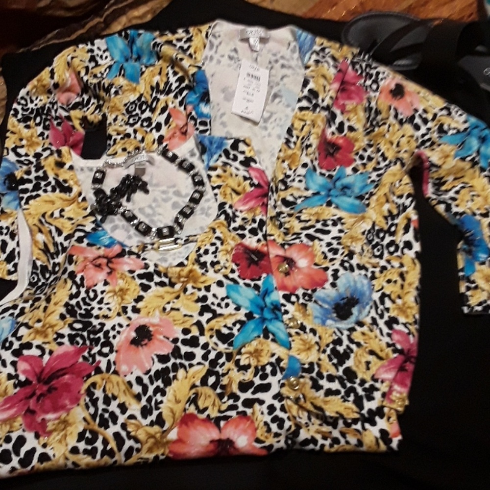 Cache cardigan sweater tank Floral gorgeous New